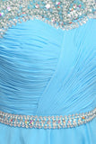 Light Blue Chiffon Beading Simple Cheap Homecoming Dress K593