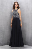 Modest Black Chiffon Beading Charming Long Prom Dress K620