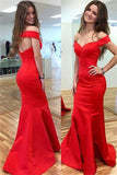 Simple Cheap Handmade Sexy Red Satin Mermaid Long Prom Dress K626