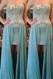 Sweetheart Beaded Modest Cute Girly Blue Prom Dress K628