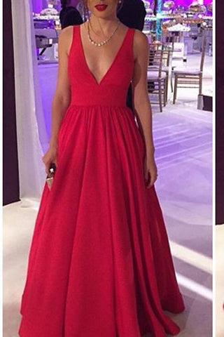 Long Satin Red Prom Gowns,Sexy Backless Evening Party Dress OK123