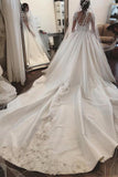 Attractive Wedding Dresses,Satin Wedding Dress,Ball Gown Wedding Dresses,Appliques Wedding Dresses,Long Sleeves Wedding Dress