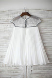 Chiffon A-line Scoop Cap Sleeves Beading Floor-Length Flower Girl Dress OK727