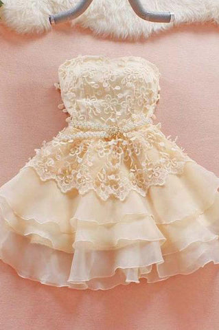 Cute Homecoming Dress,A-Line Homecoming Dress,Short Prom Dresses,Sweetheart Homecoming Dresses,Lace Prom Dress,Strapless Prom Dresses,Summer Prom Dresses,Prom Dresses for Girls