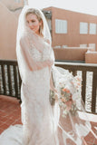 Sheath V-Neck Sleeveless Beading Backless Long Lace Wedding Dress OK1074