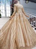 Stunning Ball Gown Long Sleeves Prom Dresses, Pretty Quinceanera Dresses OKP64