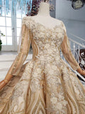 Stunning Ball Gown Long Sleeves Prom Dresses, Pretty Quinceanera Dresses OKP64