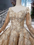 Stunning Ball Gown Long Sleeves Prom Dresses, Pretty Quinceanera Dresses OKP64