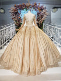 Stunning Ball Gown Long Sleeves Prom Dresses, Pretty Quinceanera Dresses OKP64