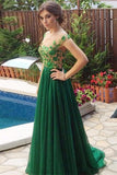 Green Long A-line Lace High Low Handmade Simple Cheap Prom Dress K636