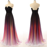 Black Navy Blue Ombre Chiffon Long Prom Dresses K146