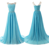 Cap Sleeves Chiffon Long Prom Evening Dresses ED0675