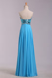 Strapless Long Beaded Open Back Chiffon Modest Prom Dress OK36