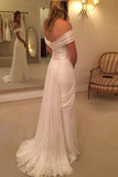 Off Shoulder Side Split Beach Long Affordable Bridal Dress/Wedding Dress OK170