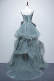 Princess Spaghetti Straps Tulle Long Formal Prom Dress Formal Evening Party Dress OK1383