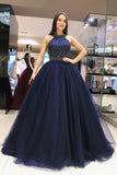 Elegant Prom Dresses,Royal Blue Prom Gown,Ball Gown Prom Dress,Beading Prom Dress