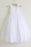 White Tulle Straps Long Simple Baby Girl Dresses/Flower Girl Dresses OK208