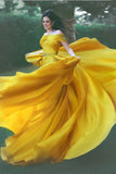 Off the Shoulder New Fashion Formal Yellow Prom Dress,Sexy Summer Evening Gowns OK738