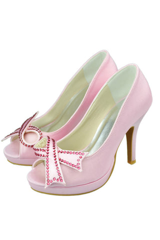 Beautiful Pink Beaded High Heel Peep Toe Girly Party Shoes S100