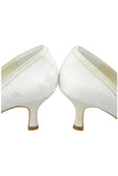 Low Heel Lace Peep Toe Handmade Ivory Nice Wedding Shoes S103