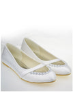 Real Beautiful Handmade Simple Comfy Beaded Ivory Flats S104