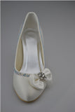 Burgundy Low Heel Beaded Handmade Close Toe Prom Shoes With Bow S105