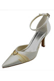 High Heel Ivory Ankle Straps Pointed Toe Party Shoes S115