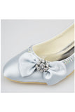 Silver Low Heel Beaded Handmade Simple High Quality Prom Shoes S122