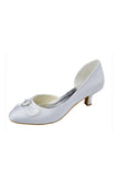 Simple Close Toe Cheap Handmade Low-Heel White Prom Shoes S87