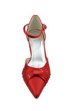 Red Pointed Toe Handmade Beaded Comfy Women Shoes S89