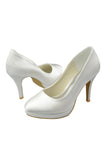 Simple Handmade Satin Ivory High-Heel Wedding Shoes S93