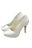 Simple Handmade Satin Ivory High-Heel Wedding Shoes S93