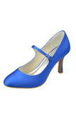 Simple Blue Satin Cheap Handmade Mary Jane Shoe S97