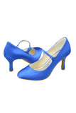 Simple Blue Satin Cheap Handmade Mary Jane Shoe S97