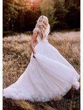 Simple Modest Wedding Gowns With Bownot Cheap Tulle Backless Wedding Dresses OKF79