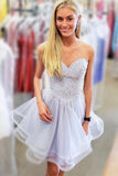 Cute Sweetheart A-line Short Homecoming Dress With Lace School Event Dress OKZ91