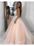 Stunning Lace Applique Ball Gown Long Ball Gown Prom Dress Quinceanera Dress OKN86