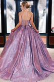 Shine Purple Prom Dress Sweetheart Long Prom Gown Fashion Graduation Party Dress OK1178