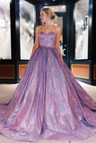Shine Purple Prom Dress Sweetheart Long Prom Gown Fashion Graduation Party Dress OK1178