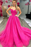 Strapless A Line Tulle Long Prom Dress Sweetheart Evening Dress Formal Dress OK1268