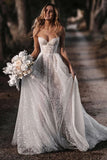 Shiny Glitter Vintage Wedding Dress A-line Sweetheart Elegant Bride Dress OKW94