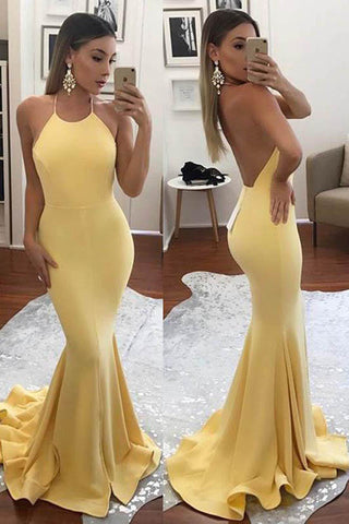Fashion Prom Dress,Yellow Prom Dresses,Mermaid Evening Gown,Sexy Prom Dresses,Backless Prom Gown,Long Prom Dress,Formal Evening Dresses