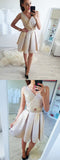 A-Line V-Neck Mini Cheap Homecoming Dresses with Beading,Sweet 16 Dresses OKB83